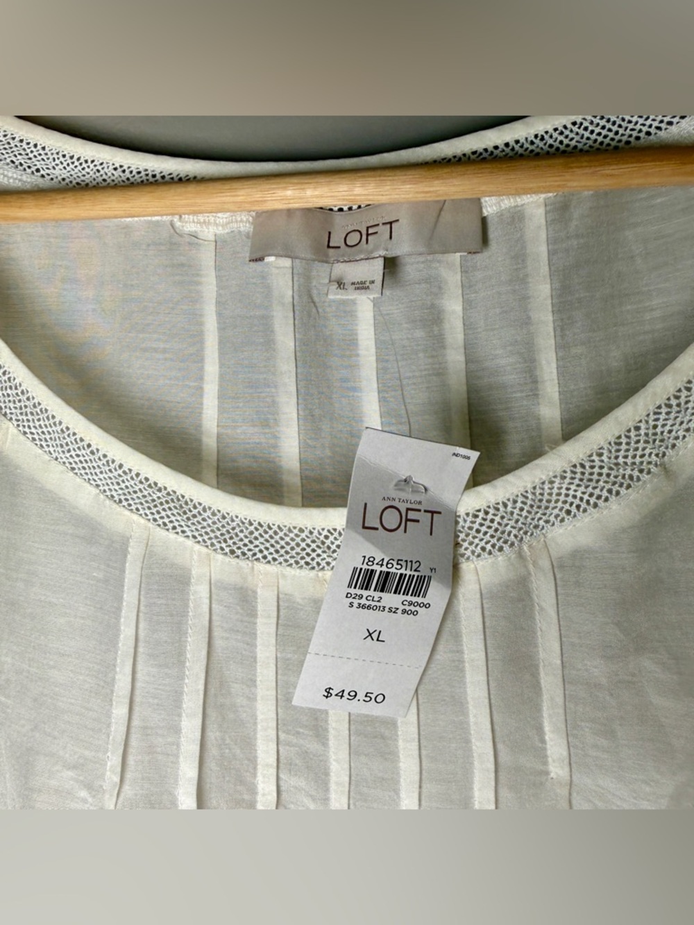 LOFT Cotton Silk Ruffle Sleeve | White | XL | NWT | Lace Cottagecore Feminine - Picture 4 of 7